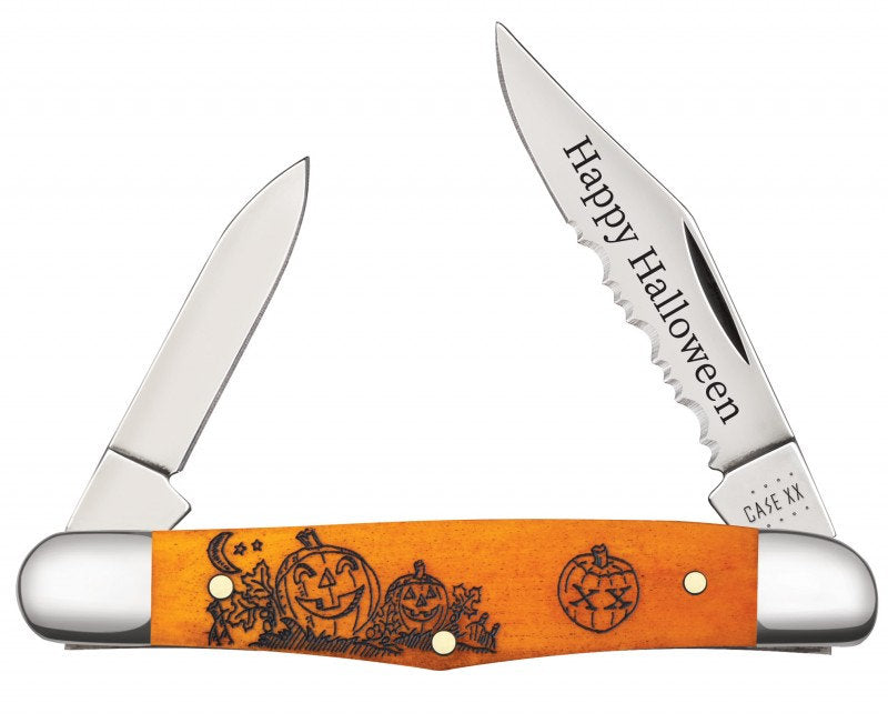 Case Cutlery Halloween Orange Smooth Bone Half Whittler 10602