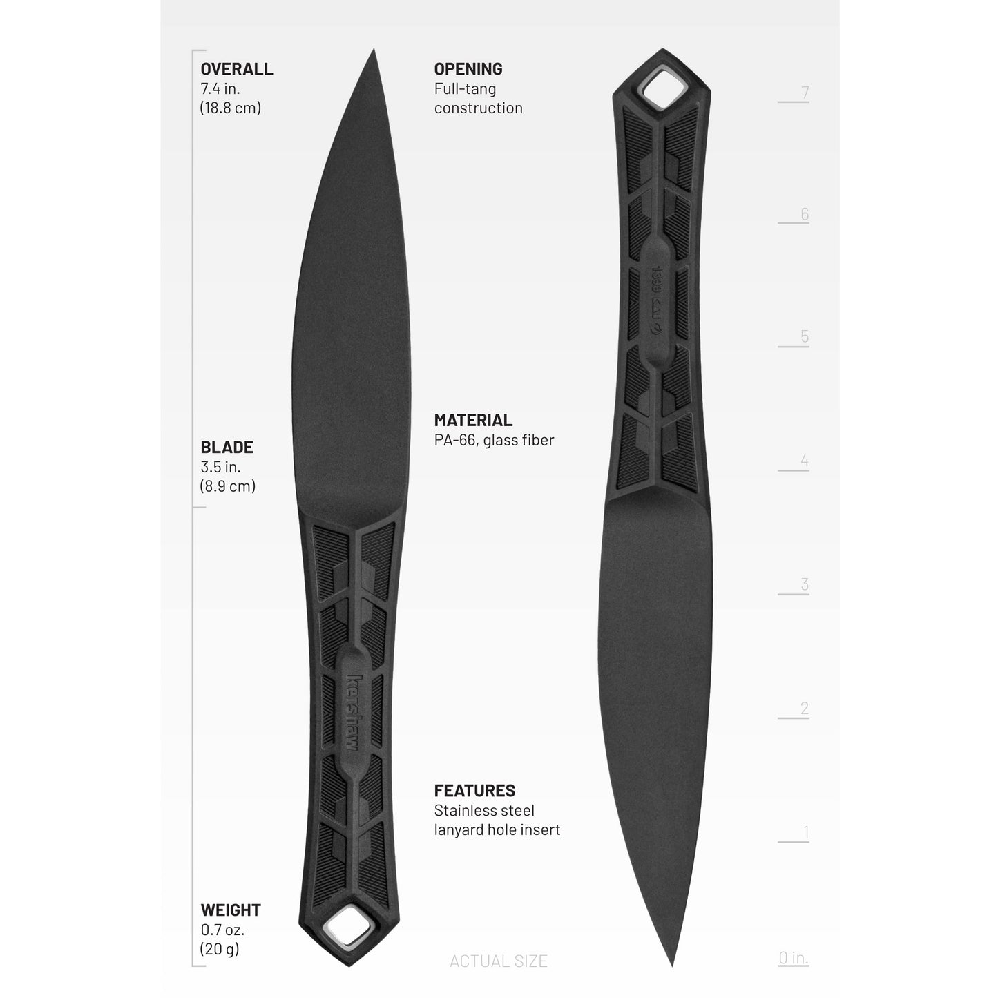 Kershaw Interval Fixed Blade Black GFN (3.5" Black) 1399