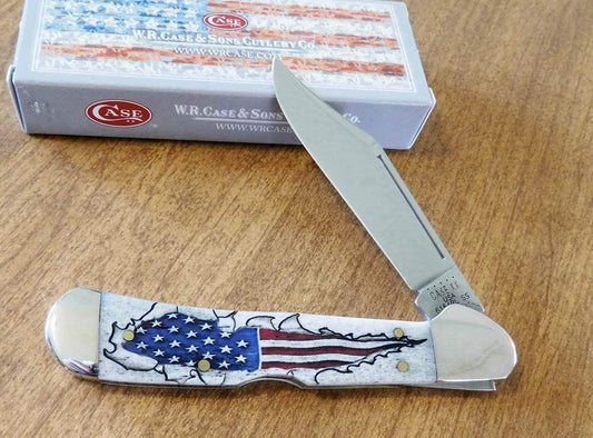 Case Patriotic Engraved Natural Bone Copperlock 10451