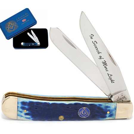 Case Trapper Masonic Blue Bone with Gift Tin 1058