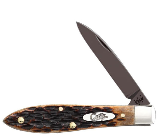Case Teardrop Antique Bone with Black PVD Blade 49974