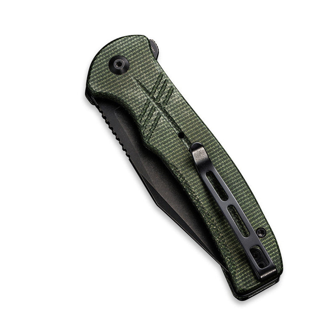 Civivi Cogent Green Micarta Button Lock Flipper, Part Serrated