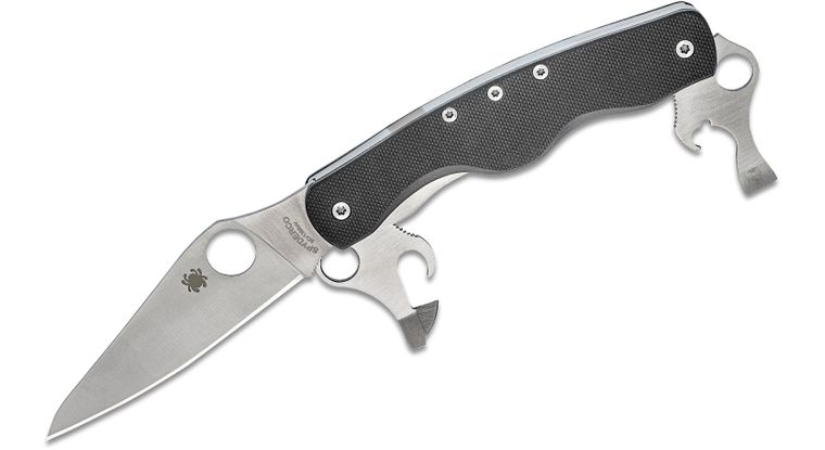 Spyderco ClipiTool Standard Multi-Function Folding Knife, Black G10 Handles - C208GP